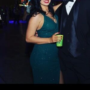 Size five green Mardi Gras formal dress